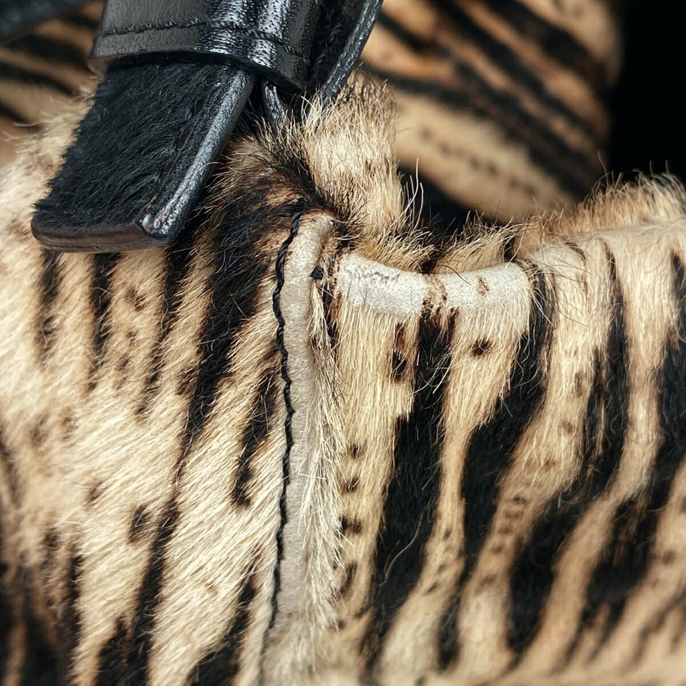 FENDI Zucca Shoulder Bag Mamma Bucket Zebra Pattern Harako White Black - Picture 5 of 6